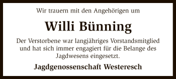 Traueranzeige von Willi Bünning von SYK