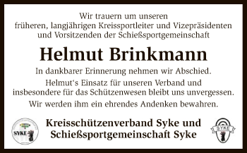 Traueranzeige von Helmut Brinkmann