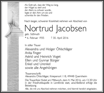 Traueranzeige von Nortrud Jacobsen von SYK