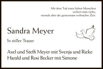Traueranzeige von Sandra Meyer von SYK