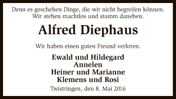 Traueranzeige von Alfred Diephaus von SYK