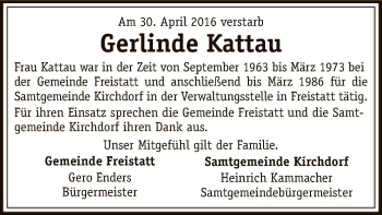 Traueranzeige von Gerlinde Kattau von SYK