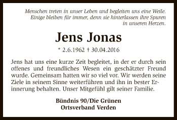 Traueranzeige von Jens Jonas von SYK