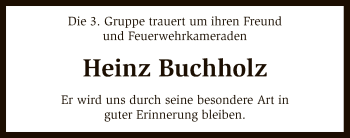 Traueranzeige von Heinz Buchholz von SYK