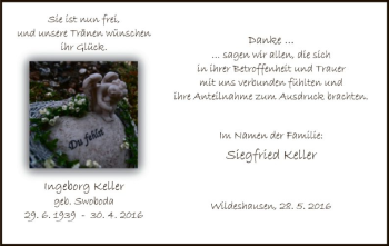 Traueranzeige von Ingeborg Keller von SYK