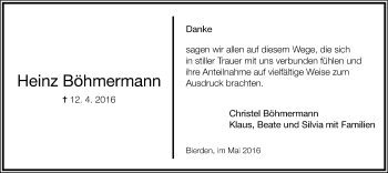 Traueranzeige von Heinz Böhmermann von SYK