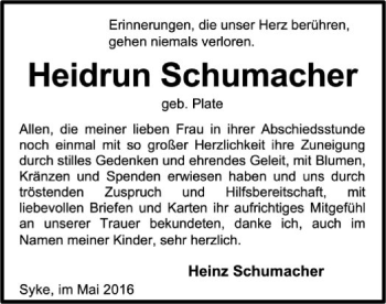 Traueranzeige von Heidrun Schumacher