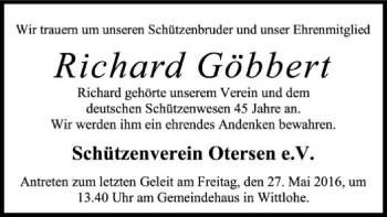 Traueranzeige von Richard Göbbert von SYK