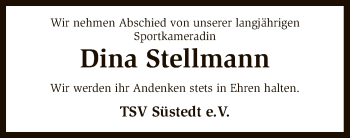 Traueranzeige von Dina Stellmann von SYK