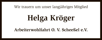 Traueranzeige von Helga Kröger von SYK