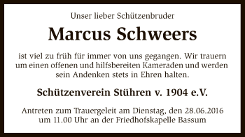 Traueranzeige von Marcus Schweers von SYK