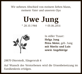 Traueranzeige von Uwe Jung von SYK