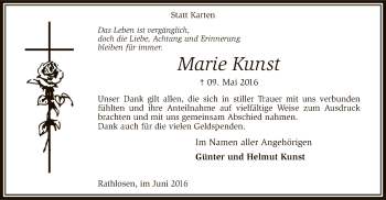 Traueranzeige von Marie Kunst von SYK