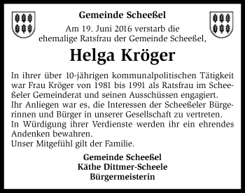 Traueranzeige von Helga Kröger von SYK