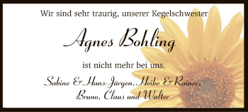 Traueranzeige von Agnes Bohling von SYK