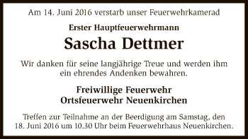 Traueranzeige von Sascha Dettmer von SYK