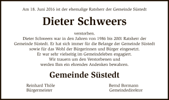 Traueranzeige von Dieter Schweers von SYK