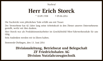 Traueranzeige von Erich Storck von SYK