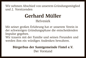 Traueranzeige von Gerhard Müller von SYK