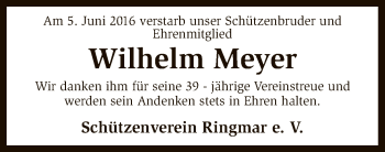 Traueranzeige von Wilhelm Meyer von SYK