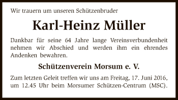 Traueranzeige von Karl-Heinz Müller von SYK