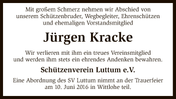 Traueranzeige von Jürgen Kracke von SYK