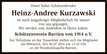 Traueranzeige von Heinz-Andree Kurzawski von SYK