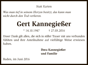 Traueranzeige von Gert Kannegießer von SYK