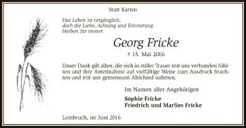 Traueranzeige von Georg Fricke von SYK