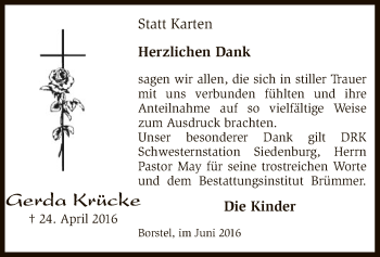 Traueranzeige von Gerda Krücke von SYK