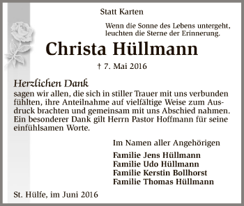 Traueranzeige von Christa Hüllmann von SYK