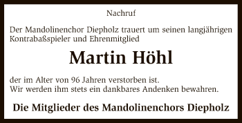 Traueranzeige von Martin Höhl von SYK