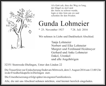 Traueranzeige von Gunda Lohmeier von SYK