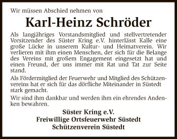 Traueranzeige von Karl-Heinz Schröder von SYK