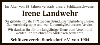 Traueranzeige von Irene Landwehr von SYK