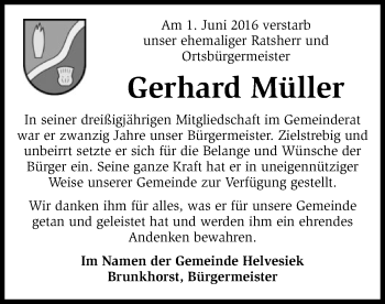 Traueranzeige von Gerhard Müller von SYK