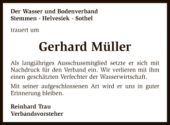 Traueranzeige von Gerhard Müller von SYK