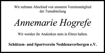 Traueranzeige von Annemarie Hogrefe von SYK