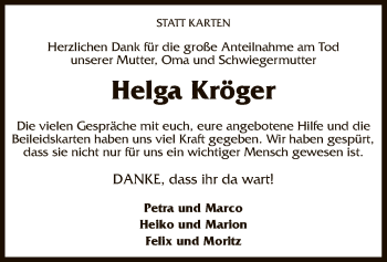 Traueranzeige von Helga Kröger von SYK