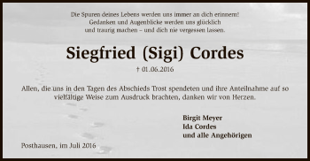 Traueranzeige von Siegfried  Cordes von SYK