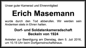 Traueranzeige von Erich Masemann von SYK