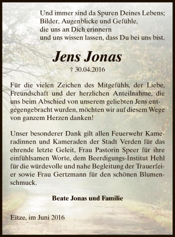 Traueranzeige von Jens Jonas von SYK