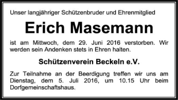 Traueranzeige von Erich Masemann von SYK