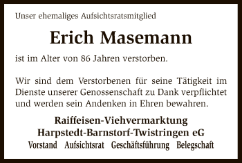 Traueranzeige von Erich Masemann von SYK