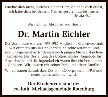 Traueranzeige von Martin Eichler von SYK