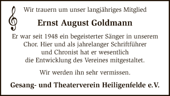 Traueranzeige von Ernst August Goldmann von SYK