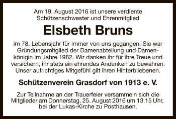 Traueranzeige von Elsbeth Bruns von SYK