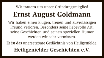 Traueranzeige von Ernst August Goldmann von SYK