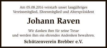 Traueranzeige von Johann Raven von SYK