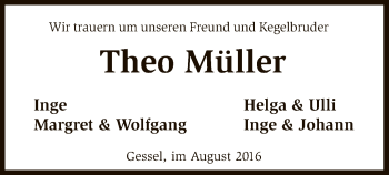 Traueranzeige von Theo Müller von SYK